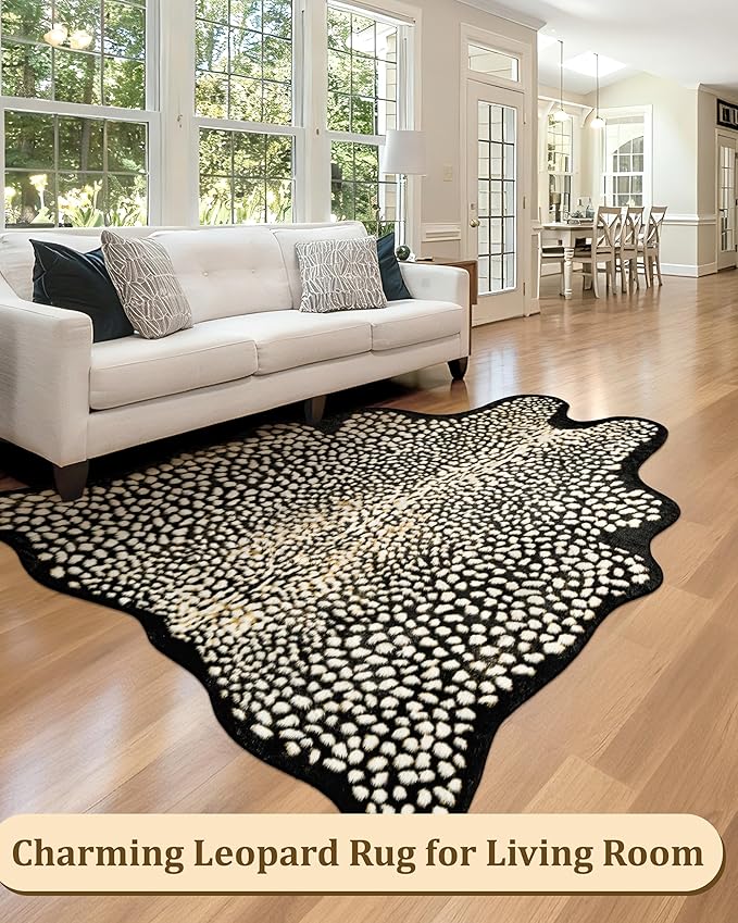 Leopard Print Rug for Living Room, Cheetah Rug 5.2x7 Faux Animal Print Skin - Image 7