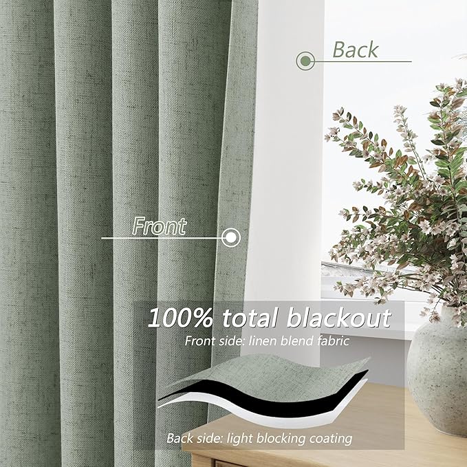Guken 100% Blackout Curtains 90 Inch Length 2 Panels Set - Image 4