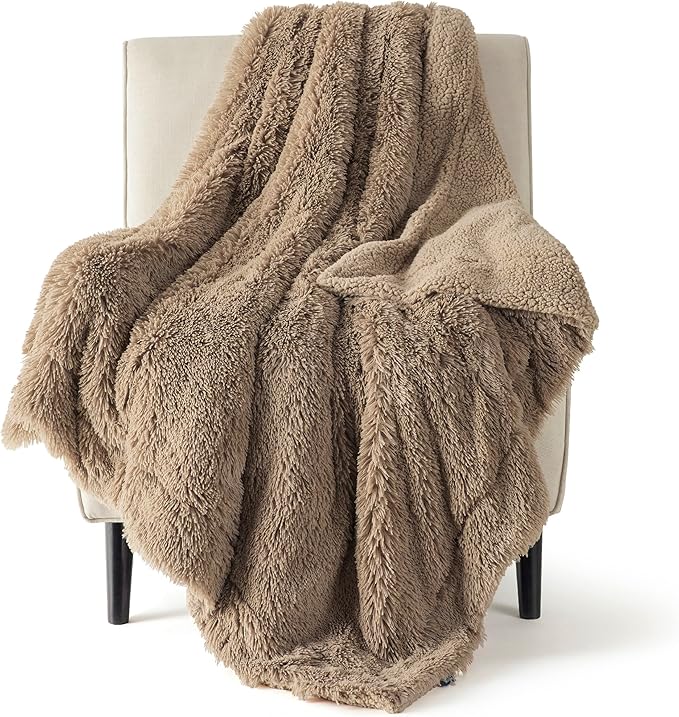 Bedsure GentleSoft Fuzzy Sherpa Faux Fur Twin Blanket, Soft Fleece Plush Warm by BEDSURE