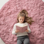 OLANLY Pale Pink Round Rugs for Bedroom by OLANLY