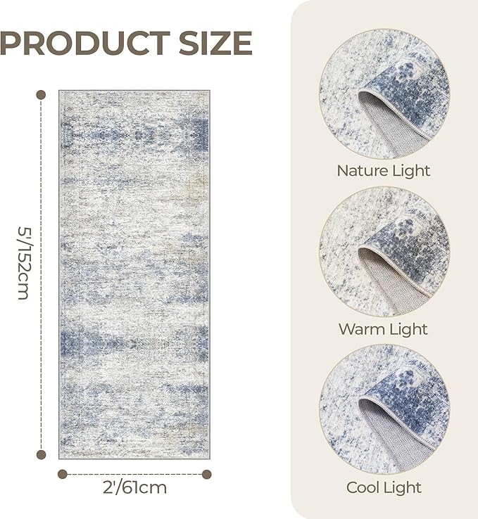 2x5 Rug Runner Washable for Entryway, Soft Bathroom Rugs - Image 2