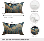 Rustic William Morris Inspired Forest Green Moon Decor Pillow Covers 12x20 Set - Image 2