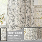 jinchan Linen Floral Curtains for Living Room 84 Inch Length Black Printed - Image 5