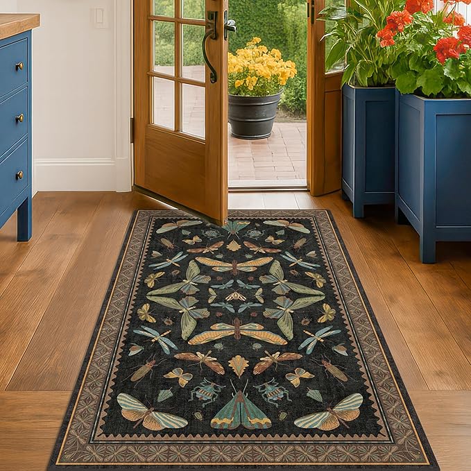 Hazo Haus Black Front Door Mat Indoor Entrance Non Slip Washable - Image 3