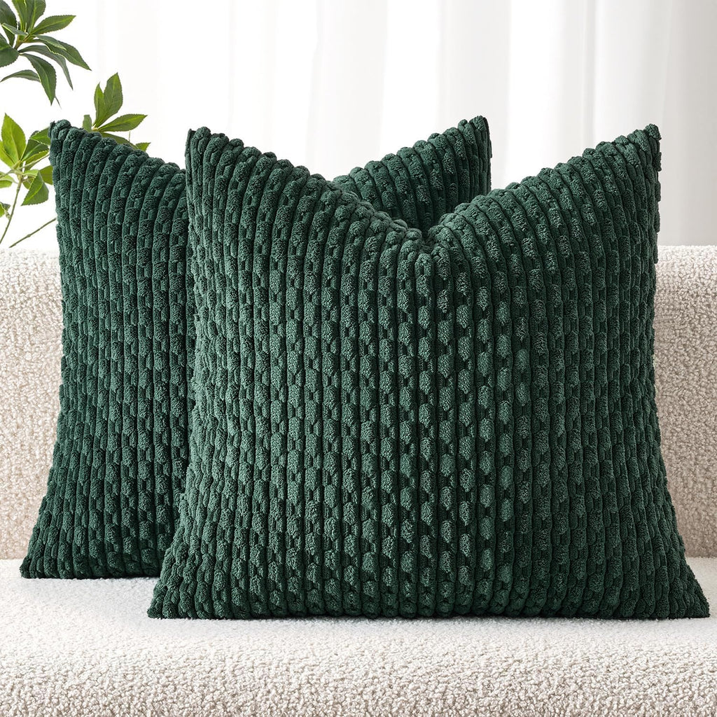MIULEE Christmas Decorative Throw Pillow Covers 18x18 Dark Green Textured
