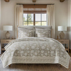 Levtex Home Adare Sage Reversible Full/Queen Quilt Set (88x92in) with 2 Pillow Shams (26x20in) - Floral Bedding - Sage White - Cotton Full/Queen Size Quilt Bedding Set - Lightweight, Soft, Pre-Washed