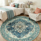 RELEANY Area Rugs 6ft Washable Non-Slip, Floral Vintage Distress Print Pattern - Image 3