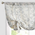 JINCHAN Tie Up Valance Curtain Floral for Windows 45 Inch 1 Panel Grey