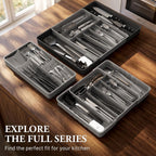 Simple Houseware Expandable Kitchen Drawer Flatware Organizer, Black/Gray