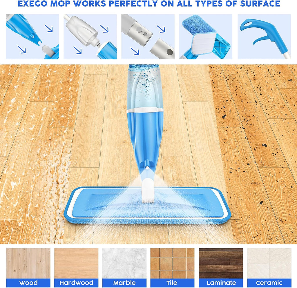 Hardwood Floor Mop Microfiber Wet Dust Mops: Spray Mop for Floors Cleaning
