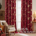 NICETOWN 2 Panels Christmas Red Curtains 52 x 84 Inch, Xmas Theme Window - Image 3