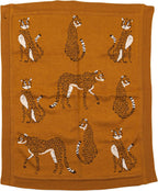 Creative Co-Op Soft Cotton Knit Baby Blanket with Decorative Cheetahs, Mustard Color