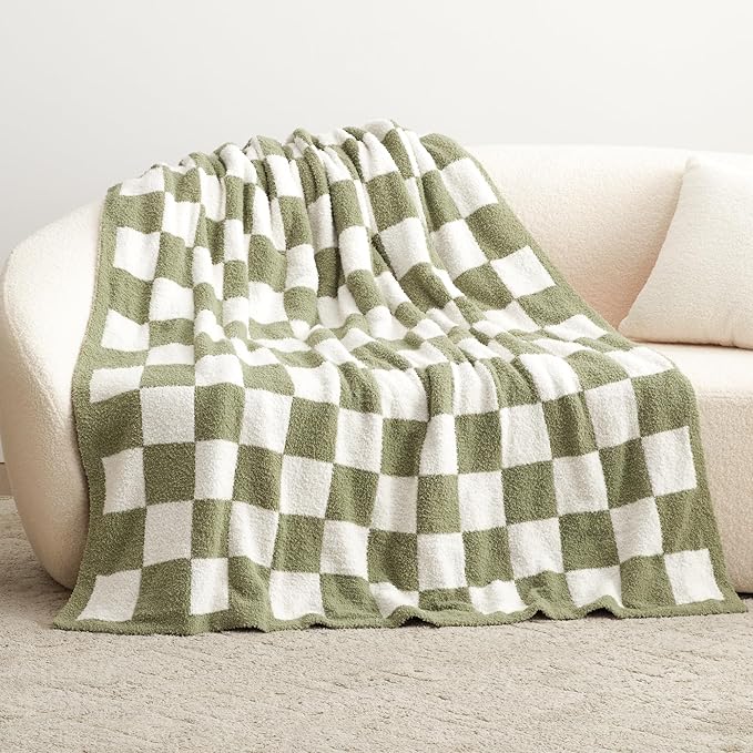 EXQ Home Checkered Throw Blanket, Knitted Blanket - Image 3