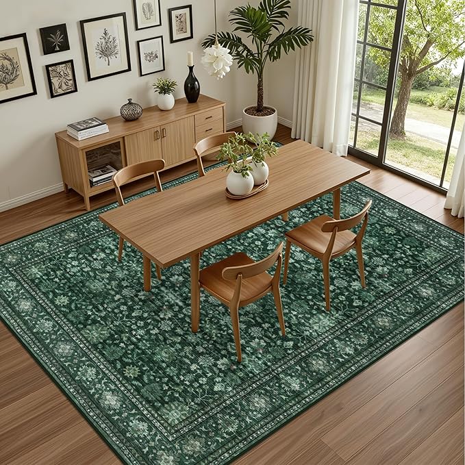5x7 Area Rugs Living Room Rug: Washable Vintage Distressed Floral Rug No Slip - Image 5