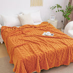 Aganear Fleece Throw Blanket for Couch,Fall Boho Blankets,50"x60" Orange