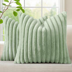 decorUhome Summer Cozy Faux Fur Throw Pillow Covers 22x22 Set of 2 Decorative by decorUhome