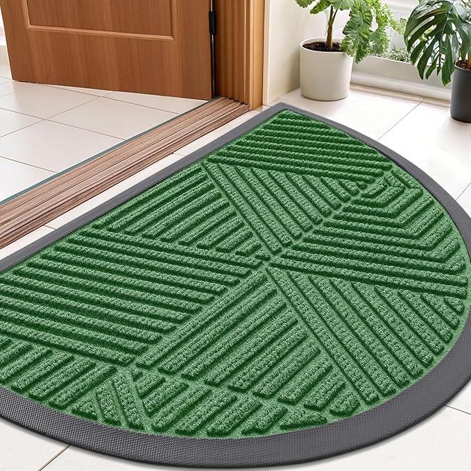 Smiry Half Circle Front Door Mat Outside Entrance, Heavy Duty Sturdy Natural by Smiry