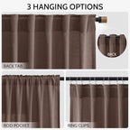 Nanspring Cappuccino Linen Blend Light Filtering Back Tab Curtains 102 Inches - Image 3