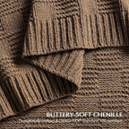 EVERGRACEHOME Modern Checkered Chenille Throw Blanket, Soft Cozy Plaid Knitted - Image 4