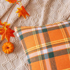 AQOTHES Fall Plaid Orange Green Throw Pillow Covers 18x18 Inch Set of 2