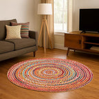 Hausattire Bohemian Braided Rug 4' Round - Image 2