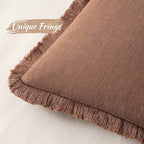 MIULEE Decorative Throw Pillow Covers Neutral Linen Fringe Throw Pillows Set of - Image 2