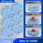 TidyBliss Spin Mop Head Replacement Compatible with O Cedar Triangle Swivel Mops, 6 Pack Microfiber Spin Mop Refills Replace Head Cleaning Floors for O-Cedar RinseClean 2 Tank System