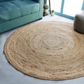 Hausattire Hand Woven Jute Braided Rug, 6’ Round – Natural, Reversible Boho by Hausattire