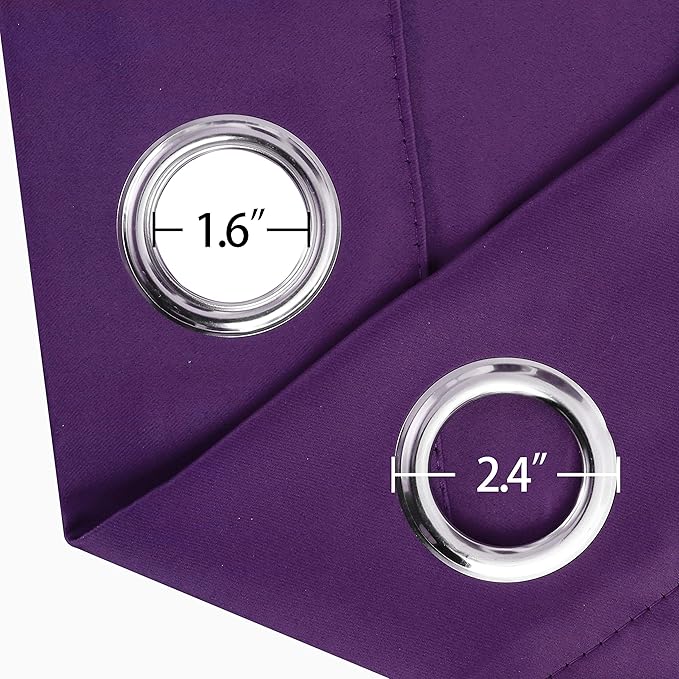 LEMOMO Purple Thermal Blackout Curtains/52 x 72 Inch/Set of 2 Panels Room - Image 6