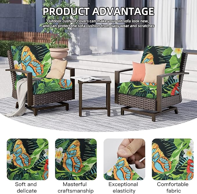 8Pcs Outdoor Cushion Covers, Patio Cushion Covers, Stretch Elastic Slipcovers - Image 3