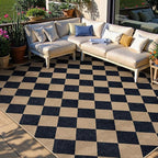Lahome Colette Checkered Easy Jute Patio Rug, 6x9 Washable Indoor Outdoor Rug - Image 2