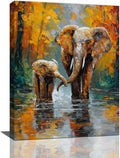 Elephant Wall Art Forest Canvas Wall Decor Pictures Paintings Prints Artwork Framed Decorations For Bathroom Bedroom Living Room Office Gifts 12" x 16"