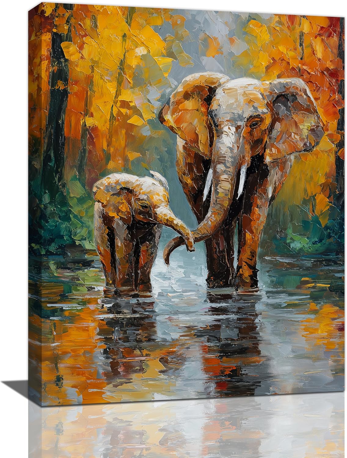 Elephant Wall Art Forest Canvas Wall Decor Pictures Paintings Prints Artwork Framed Decorations For Bathroom Bedroom Living Room Office Gifts 12" x 16"