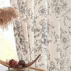 jinchan Lined Linen Blend Curtain Floral Curtains - Image 7