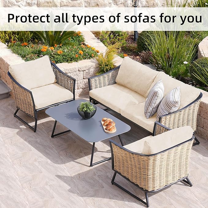 8Pcs Stretch Velvet Patio Cushion Cover, - Image 4