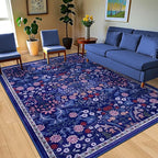 10x12 Area Rugs for Living Room: Floral Washable Rug Vintage Large Soft Boho - Image 2