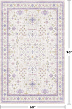 Light Purple Rug for Girls Bedroom, 5x8 Washable Floral Area Rug for Nursery - Image 2