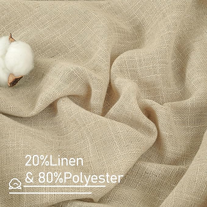 LAMIT 96 inch Linen Curtains for Bedoom, Light Filtering Semi Sheer Panels Back - Image 5