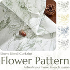 jinchan Floral Curtains 84 Inches Long Sage Green Flower Linen Farmhouse Curtain - Image 4