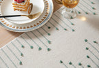 Caflife Green Beige Cotton Linen Rustic Boho Table Runner 13 x 90 Inch Long
