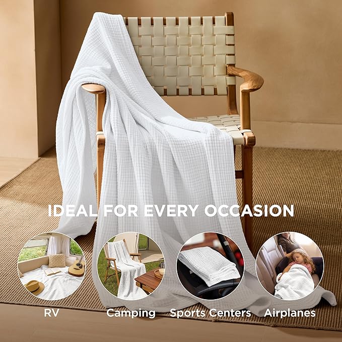 Bedsure 100% Cotton Muslin Throw Blanket Twin XL - Image 4