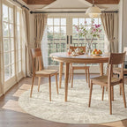 6x6 Beige Round Rug 6ft Living Room Circle Rug Vintage Round Area Rug Non Slip - Image 9