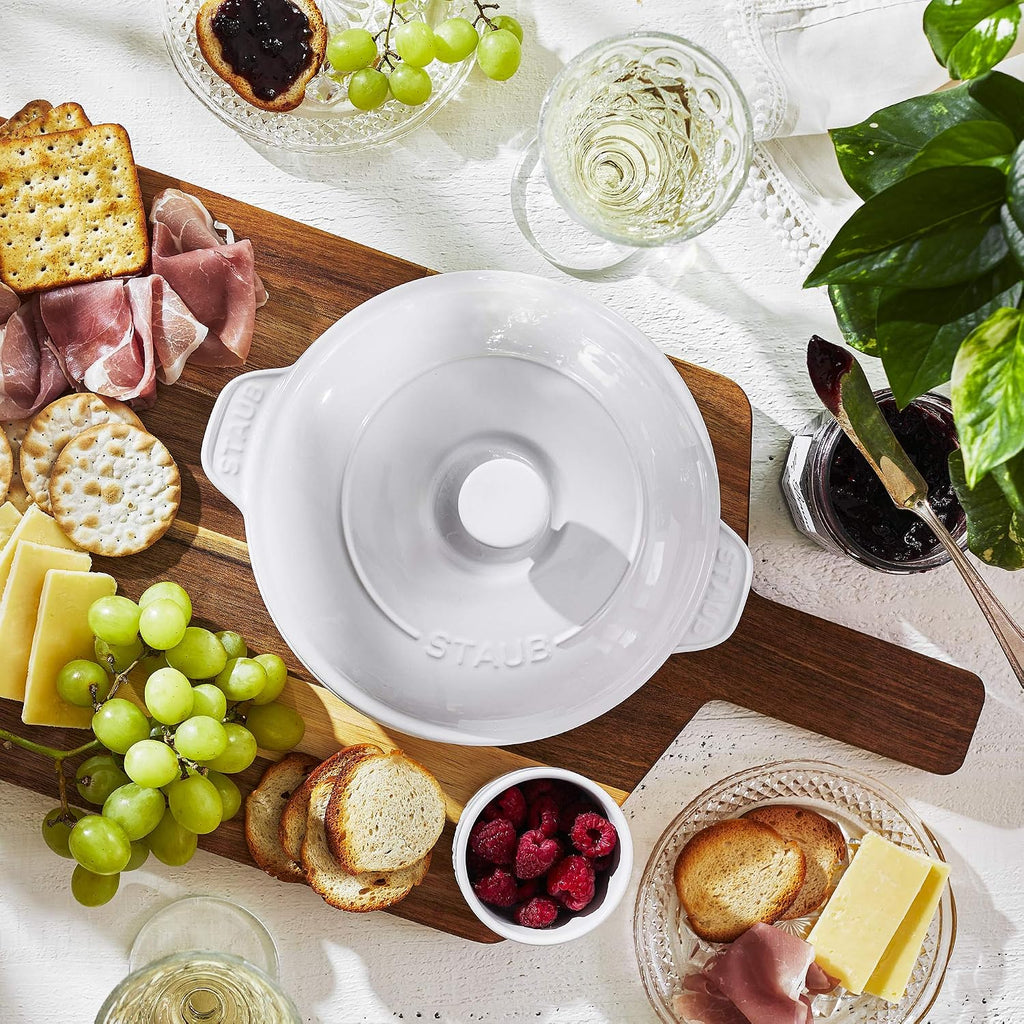 STAUB Ceramic 8-inch Round Covered Brie Baker - White