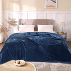 BEDELITE Fleece Blankets Queen Size Navy Blue Throw Blankets - Image 2