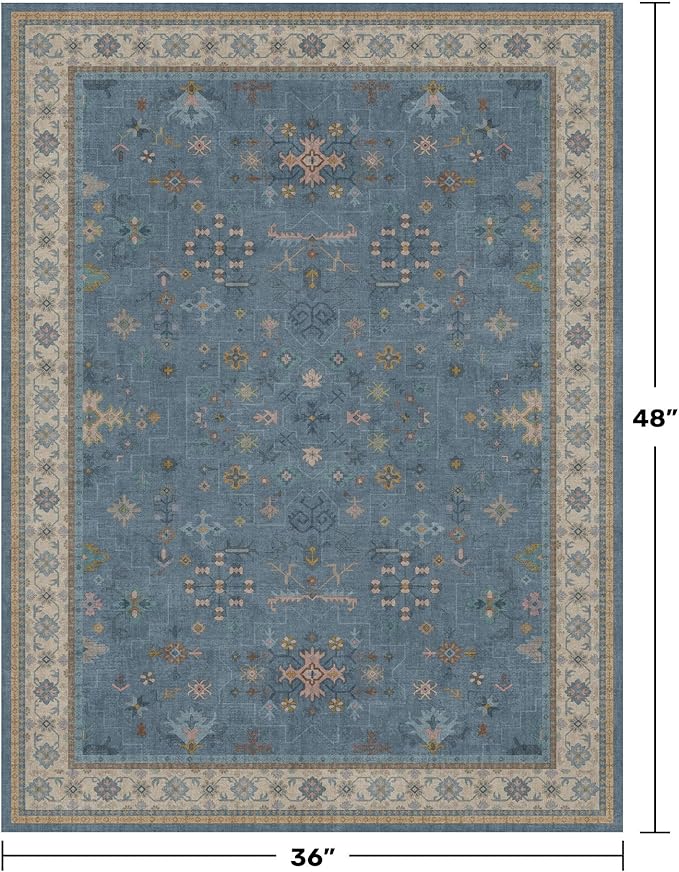Washable Blue Rugs for Entryway Indoor - Image 2