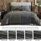 King Size Comforter Set- 7 Piece Gray King Bedding Set Solid Bed in a Bag