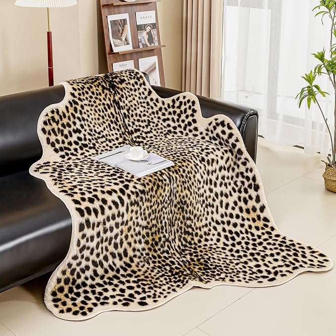 Cheetah Print Rug, Leopard Rug 5.2x7 Faux Animal Print Skin Cheetah Area Rug - Image 3
