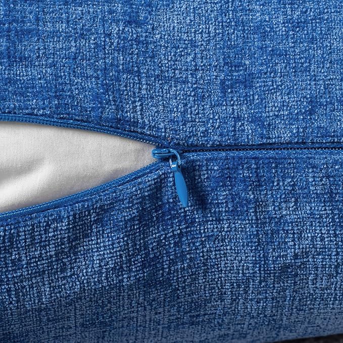 MIULEE Pack of 2 Couch Throw Pillow Covers 12x20 Inch Soft Royal Blue Chenille - Image 3