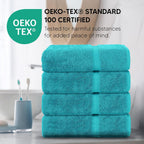 Chakir Turkish Linens 100% Cotton 4-Pack Bath Towels 27x54, Aqua