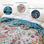 MSGKV Boho Throw Blanket 50"x60" Couch Floral 100% Cotton Blanket Spring - Image 3